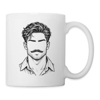 Vintage Schnurrbart Porträt Mann - Tasse - Weiß - Rechts