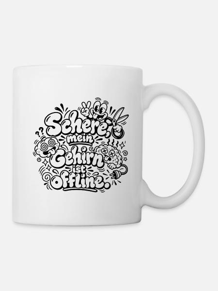 Schere, mein Gehirn ist offline - Tasse - Weiß