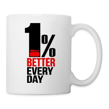 1% Besser Jeden Tag – Motivation & Mindset - Tasse - Weiß - Rechts