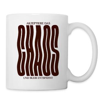 Akzeptiere das Chaos – Retro Spruch Gelassenheit - Tasse - Weiß - Rechts