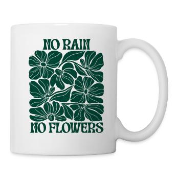 No Rain No Flowers – Retro Blumen Boho Motivation - Tasse - Weiß - Rechts