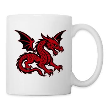Roter Drache mit ausgebreiteten Flügeln - Tasse - Weiß - Rechts
