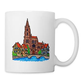 Straßburg Skyline im Wachsmalstil - Tasse - Weiß - Rechts