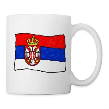 Serbische Flagge als Kinderzeichnung - Tasse - Weiß - Rechts