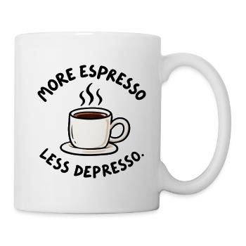 Mehr Espresso weniger Depresso – Kaffee Humor - Tasse - Weiß - Rechts