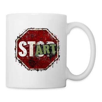START statt STOP – Motivation Graffiti Streetwear - Tasse - Weiß - Rechts