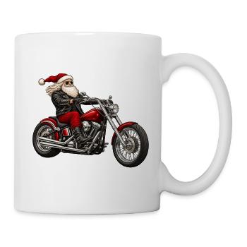 Weihnachtsbiker Santa auf Motorrad - Tasse - Weiß - Rechts