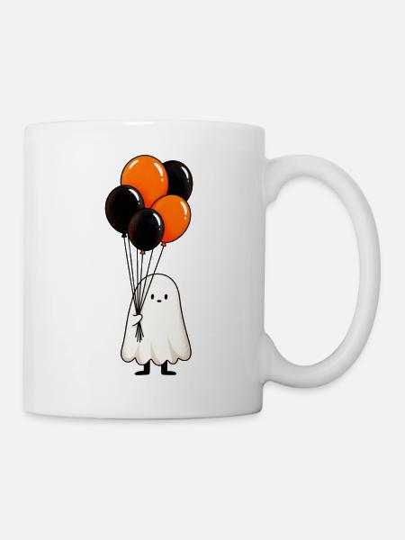 Süßer Geist mit Luftballons – Halloween Motiv - Tasse - Weiß