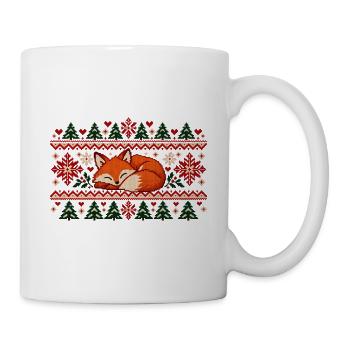 Schlafender Fuchs im Winterstrick - Tasse - Weiß - Rechts