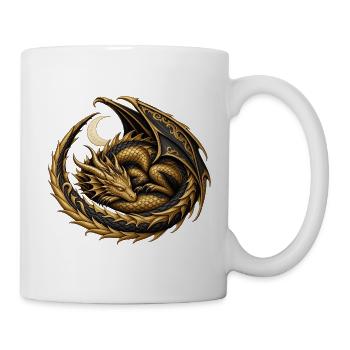 Goldfarbener Monddrache - Tasse - Weiß - Rechts