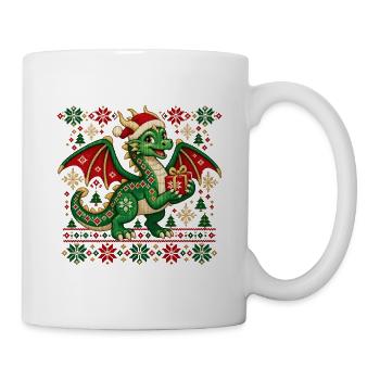 Weihnachtsdrachen Strickheld - Tasse - Weiß - Rechts