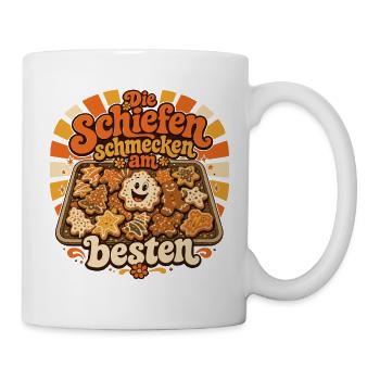 Die Schiefen schmecken am besten - Tasse - Weiß - Rechts