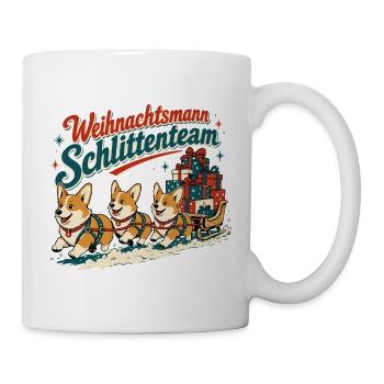 Weihnachts Schlittenteam Corgis - Tasse - Weiß - Rechts