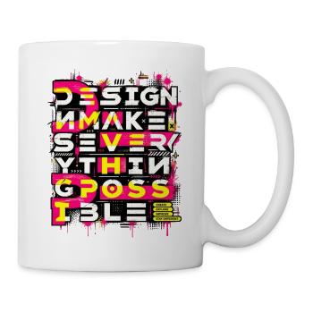 Graffiti-Design Nie Aufhören Neon Streetwear - Tasse - Weiß - Rechts