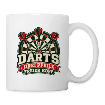 Darts – Drei Pfeile, freier Kopf - Tasse - Weiß - Rechts
