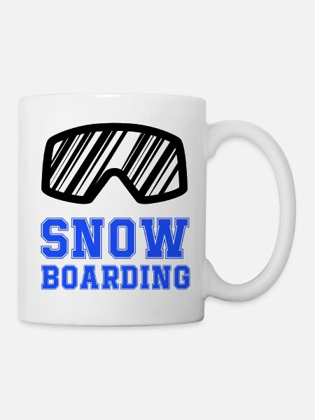 Snowboard Schriftzug Blau - Tasse - Weiß