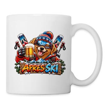 Retriever beim Après-Ski – Winterparty mit Ski - Tasse - Weiß - Rechts