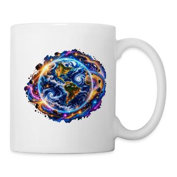 Planet Erde – Kosmische Neon Weltraum Kunst - Tasse - Weiß - Rechts