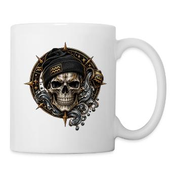 Wassermann Sternzeichen – Mystischer Zodiac Skull - Tasse - Weiß - Rechts