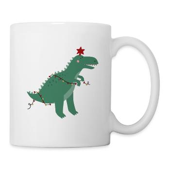 Niedlicher Weihnachtsdinosaurier - Tasse - Weiß - Rechts
