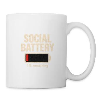Soziale Batterie / Social Battery 1% Meme - Tasse - Weiß - Rechts
