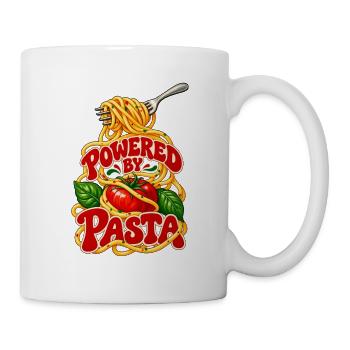 Powered by Pasta: Italienisches Essen - Tasse - Weiß - Rechts