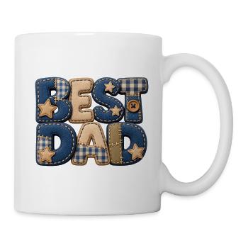 Best Dad – Papa Geschenk im 3D Patchwork Jeans - Tasse - Weiß - Rechts