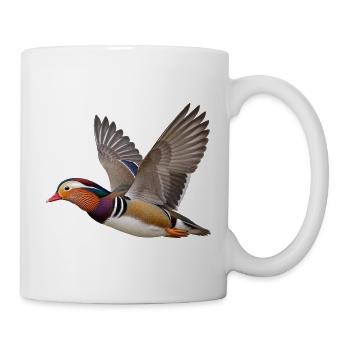 Mandarinente im Flug – farbenfroher Wasservogel - Tasse - Weiß - Rechts