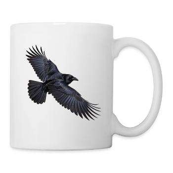Kolkrabe im Flug – Rabe mit ausgebreiteten Flügeln - Tasse - Weiß - Rechts