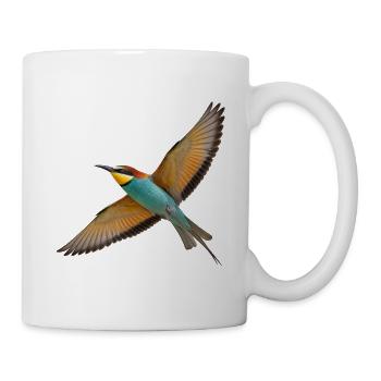 Bienenfresser im Flug – farbenfrohes Vogelmotiv - Tasse - Weiß - Rechts