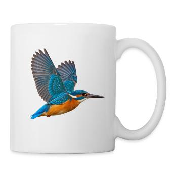 Eisvogel im Flug – blauoranges Gefieder als Motiv - Tasse - Weiß - Rechts