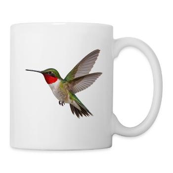 Kolibri im Flug – grüner Vogel mit roter Kehle - Tasse - Weiß - Rechts