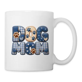 Dog Mom – Hunde Mama Geschenk im 3D Patchwork Look - Tasse - Weiß - Rechts