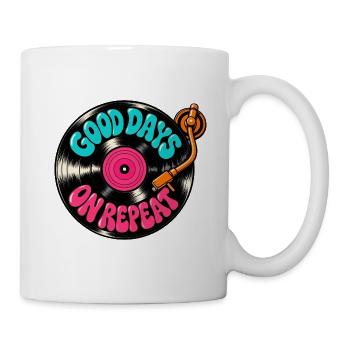 Good Days in Repeat: Vinyl Records - Tasse - Weiß - Rechts