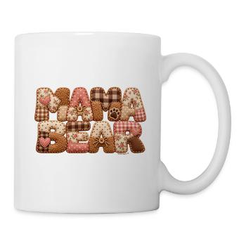Mama Bear – Bärenmama Geschenk in 3D Patchwork - Tasse - Weiß - Rechts