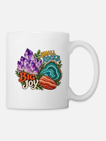 Small Rocks Big Joy: Steine sammeln - Tasse - Weiß