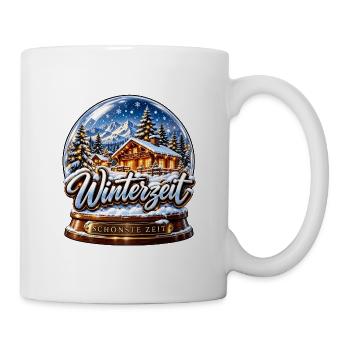 Winterzeit Schneekugel - Tasse - Weiß - Rechts