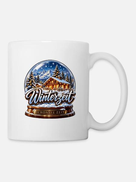 Winterzeit Schneekugel - Tasse - Weiß
