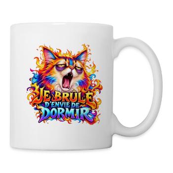 Ich verbrenne vor dem Einschlafen Müde Katze in Flammen - Tasse - Weiß - Rechts