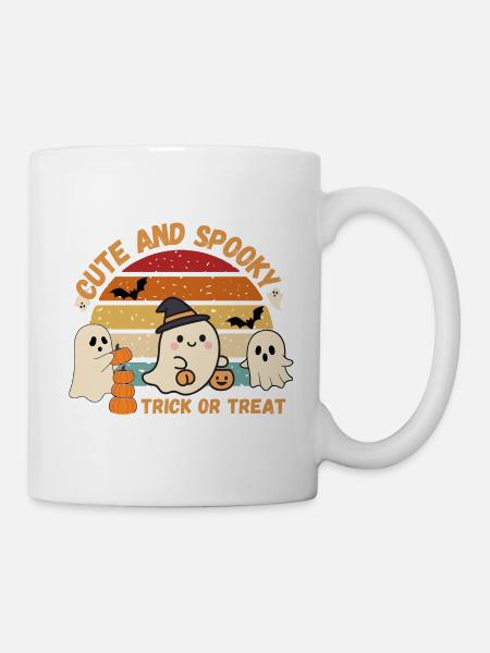Niedliche und gruselige Retro-Geister - Tasse - Weiß