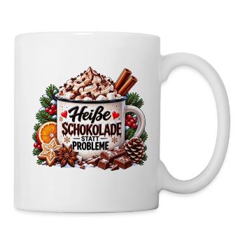 Heiße Schokolade statt Probleme - Tasse - Weiß - Rechts