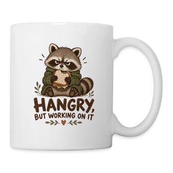 Hangry Waschbär mit Sandwich - Tasse - Weiß - Rechts