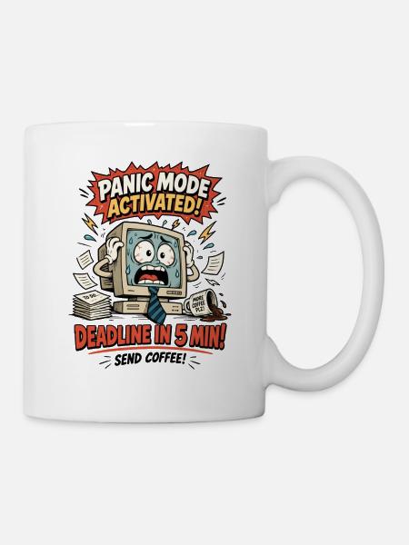 Deadline in 5 Min Panikmodus Computer - Tasse - Weiß