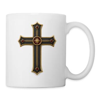 Gothic Kreuz mit Goldrändern - Tasse - Weiß - Rechts