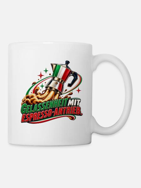 Gelassenheit mit Espresso-Antrieb - Tasse - Weiß