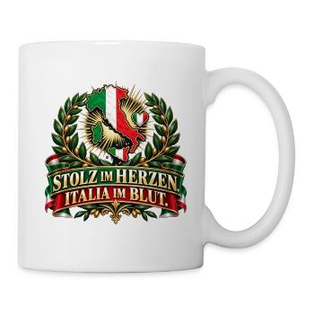 Stolz im Herzen. Italia im Blut. - Tasse - Weiß - Rechts
