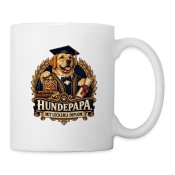Hundepapa mit Leckerli-Diplom - Tasse - Weiß - Rechts