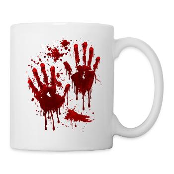 Blutige Handabdrücke – Halloween Horror - Tasse - Weiß - Rechts