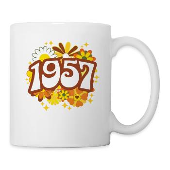 1957 70-Jahres-Jubiläum Vintage-Frauenblumen - Tasse - Weiß - Rechts