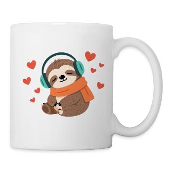 Kuschel-Sloth mit Kopfhörer - Tasse - Weiß - Rechts